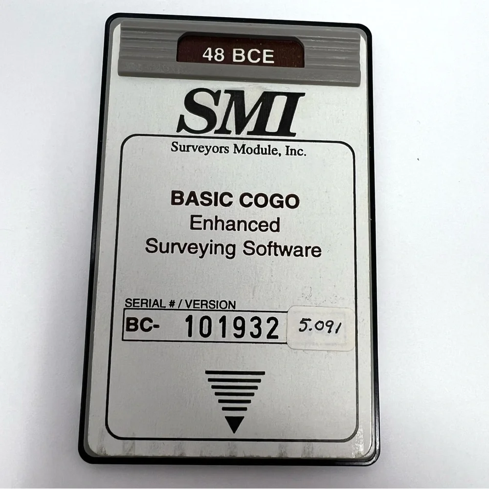 SMI 48 BCE Basic Cogo Enhanced Surveying Software Card & Overlay HP For 48SX Cal